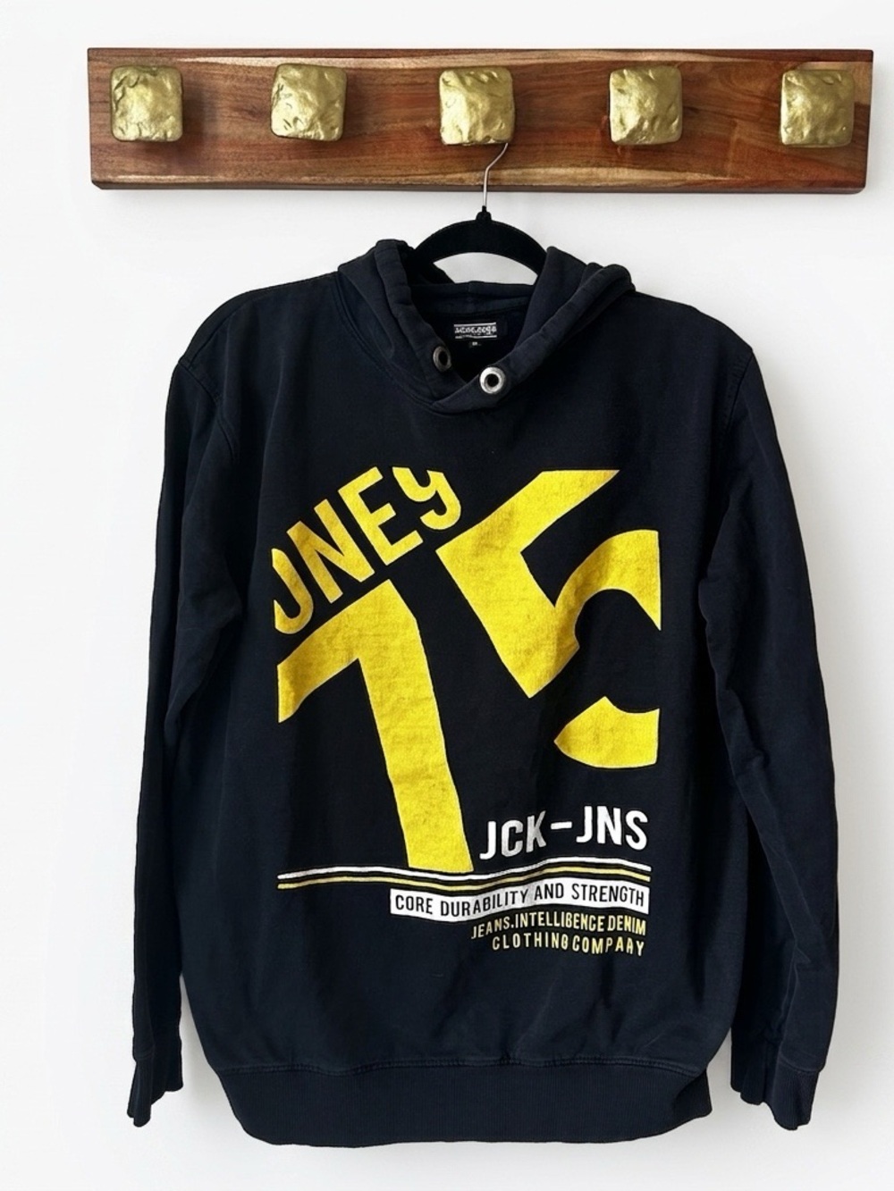 Jack & Jones Graphic Hoodie XL Dark Gray Y2K Streetwear Oversized Logo 90s